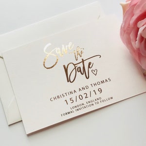 Mini foil save the date rose gold silver gold pink