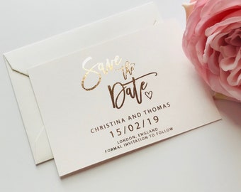 Mini foil save the date rose gold silver gold pink