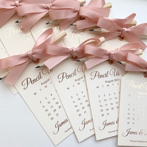 Folie Save the Date Kalenderanhänger, Save the Date, Bleistift uns in Folie, Hochzeitseinladungen, Folieneinladungen, Roségold, Gold, Silber, Rosa