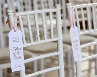 Foiled Personalised Wedding Seat Reservation Tag