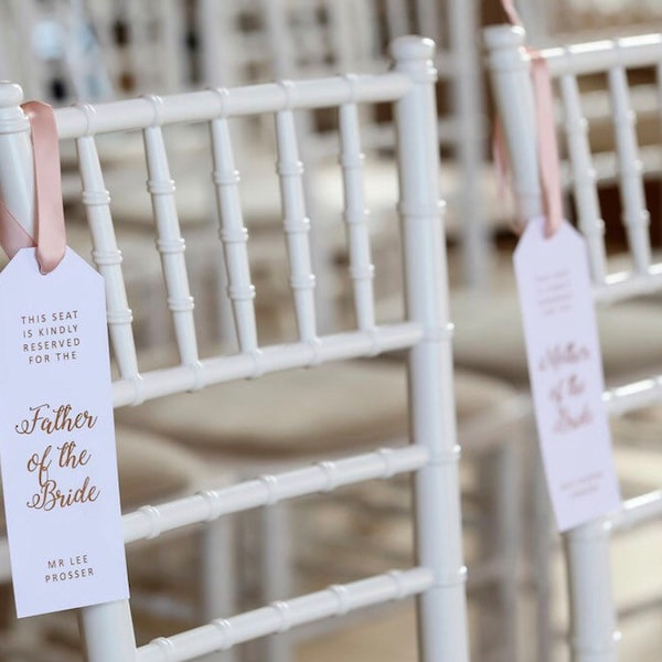 Foiled Personalised Wedding Seat Reservation Tag