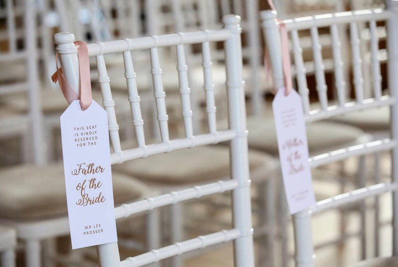 Foiled Personalised Wedding Seat Reservation Tag image 1