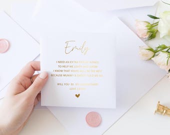 Willst du meine Patin sein Karte | Personalisierter Patenonkel | Taufkerze | Folierte Karte | Gold | Party | Schreibwaren