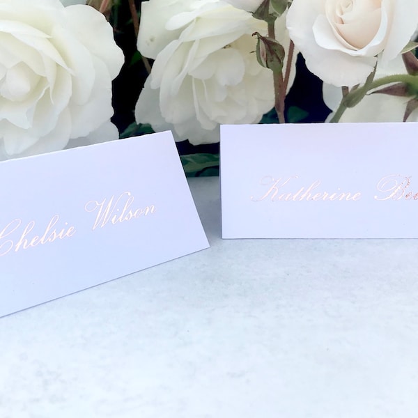 Foiled place cards, Wedding place cards, Foil cards, Wedding stationery, rose gold, gold, silver foil