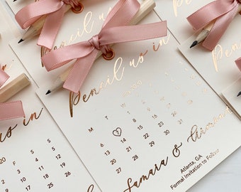 Ivory foil save the date, Wedding pencil us in, Foil save the date, Pencil us in, Wedding stationery, rose gold, gold, silver