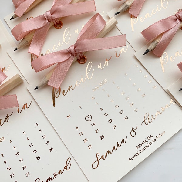 Ivory foil save the date, Wedding pencil us in, Foil save the date, Pencil us in, Wedding stationery, rose gold, gold, silver