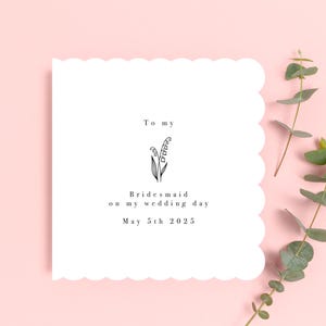 Merci, carte de demoiselle d'honneur, carte de mariage, carte florale, carte de jour de mariage, cartes déjouées