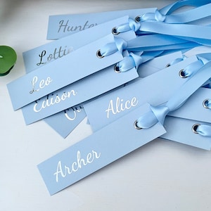 Wedding place card, name card, personalised, ribboned place card