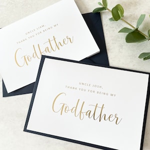 Godfather thank you card, godmother, christening, baptism, godparents gift