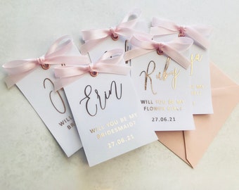 Vellum foiled proposal cards, mini bridesmaid cards, will you be my cards, 4x3 inch, rose gold, gold, silver, pink foil
