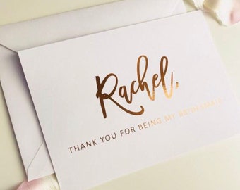 Foil thank you thank you card, Personalised card, Gold, Rose gold, Silver, Proposal card, Foil card
