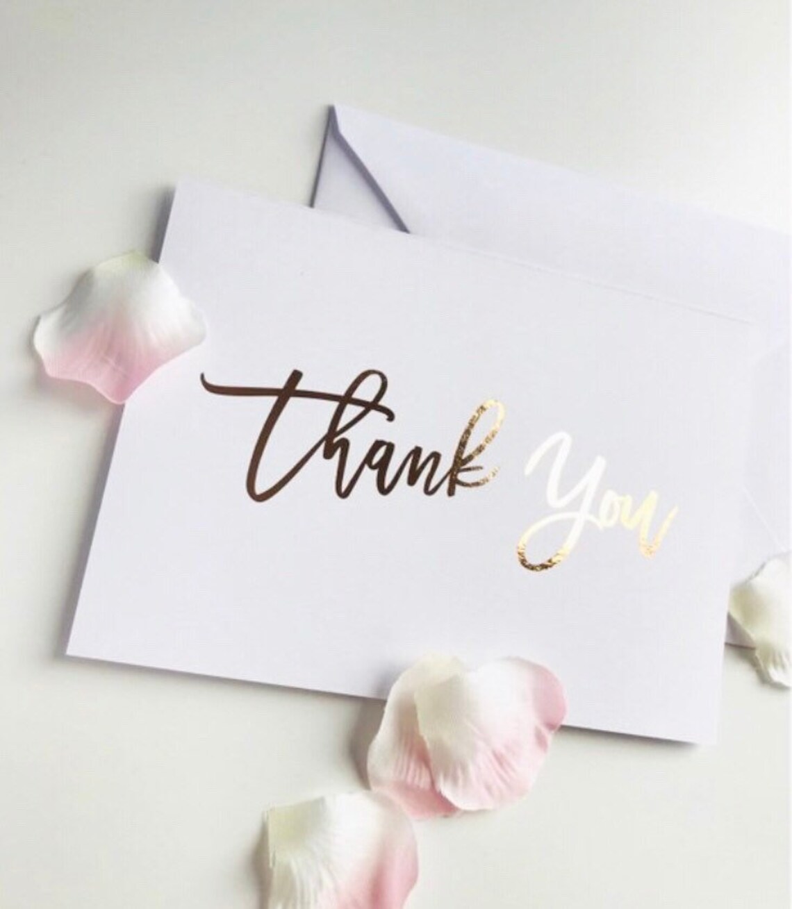Foil Thank You Card Greetings Card Wedding Thank You Rose Etsy