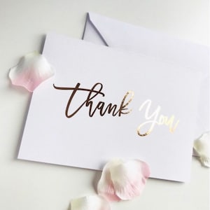 Tarjeta de agradecimiento con papel de aluminio, tarjeta de felicitación, agradecimiento de boda, oro rosa, plata, oro