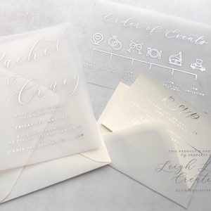 VELLUM FOIL wedding invitation suite, Elegant wedding invitation, Minimalistic wedding suite, Vellum wrap wedding suite,