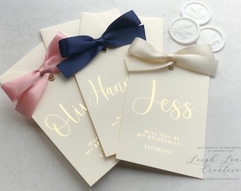 Personalised foiled proposal cards, mini bridesmaid cards, will you be my cards, 4x3 inch, rose gold, gold, silver, pink foil