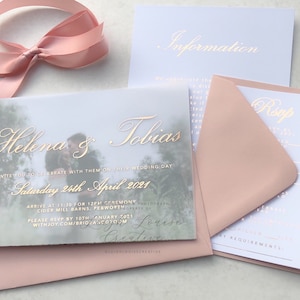 VELLUM FOIL “elegance” wedding invitation suite, Elegant wedding invitation, Minimalistic wedding suite, Vellum wrap wedding suite,