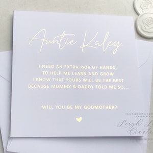 Personalised will you be my godmother poem , godfather, godparent card in rose gold, silver, gold or light pink foil