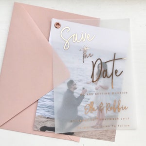 Foil Vellum Save the Date: Photo Backer Wedding Invitation