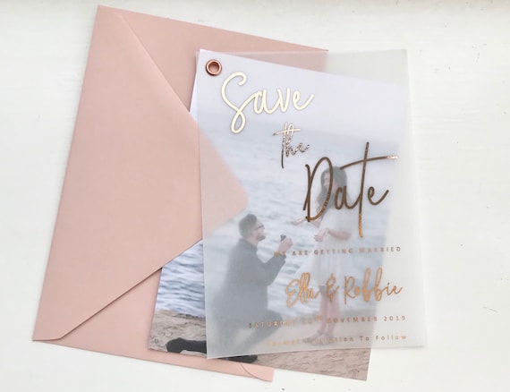 Foil Vellum Save The Date Wedding Invitation Vellum Etsy