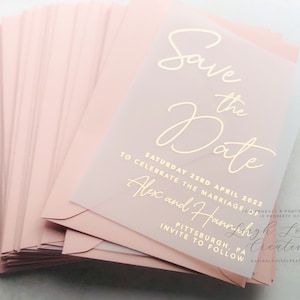 Folha de pergaminho para salvar a data, etiqueta para salvar a data, convite de pergaminho, papelaria de casamento em folha, ouro rosa, ouro, prata, cobre