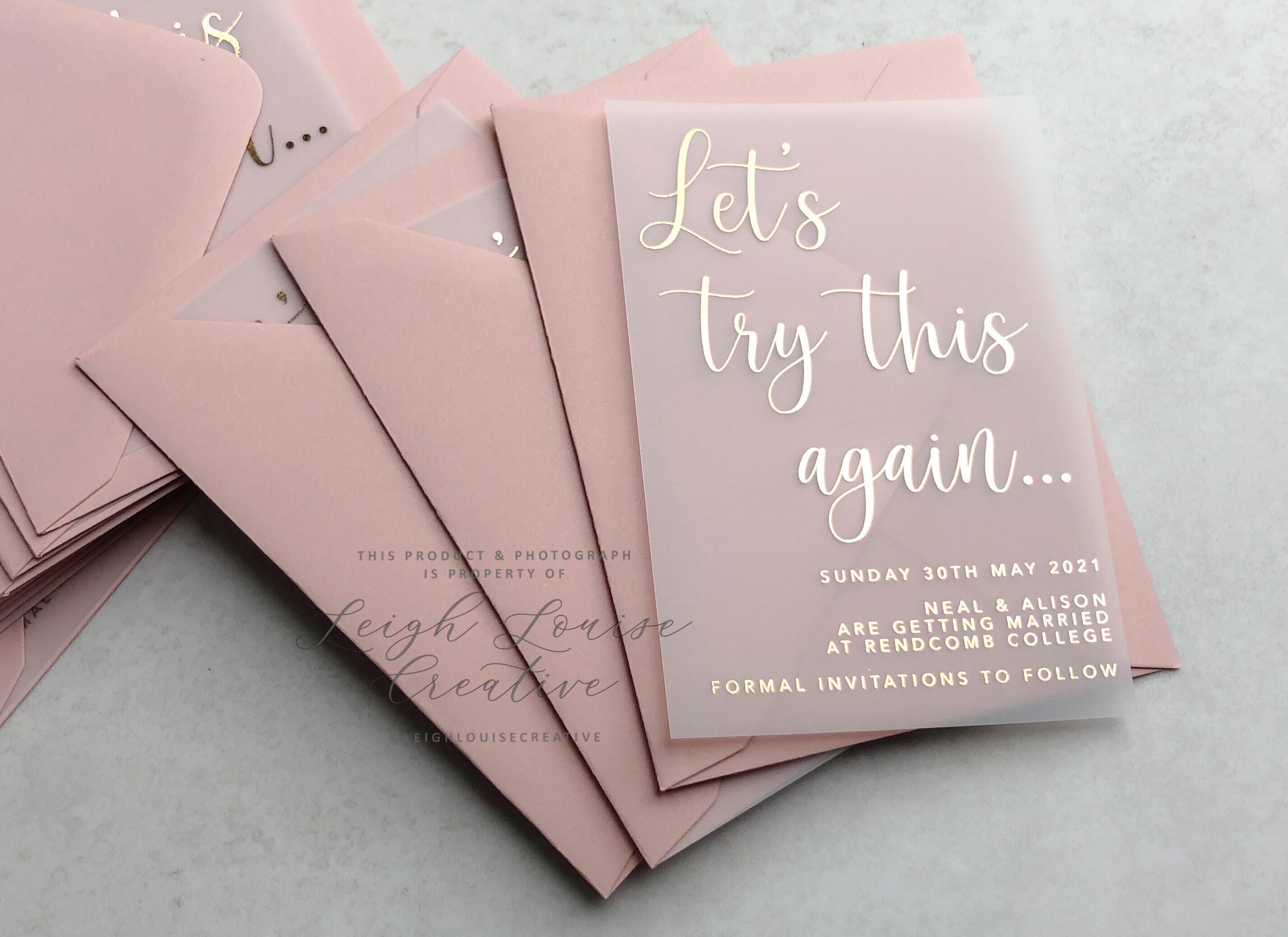 FOIL VELLUM let’s try this again... change of plans, postponement ann…