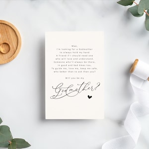 Cartão Will You Be My Godmother | Padrinhos Personalizados | Batismo | Cartão Foiled | Dourado | Festa | Papelaria