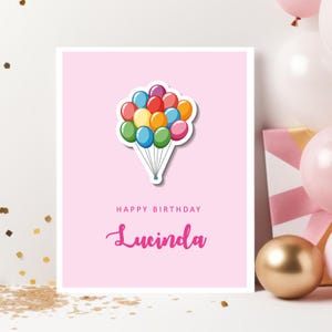 Alles Gute zum Geburtstag Karte | Personalisierte Ballon-Karte | Namenskarte | Folierte Karte | Gold | Geburtstagskind Junge | Geburtstagsfeier | Schreibwaren