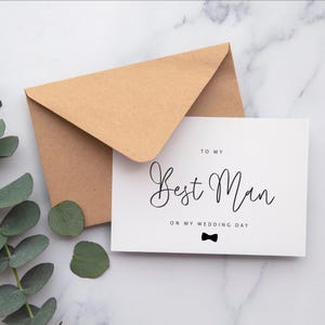 Carte À mon meilleur homme | carte de remerciement personnalisée | Carte de mariage | carte avec impression | Or | demoiselle d'honneur | Fête nuptiale | Papeterie