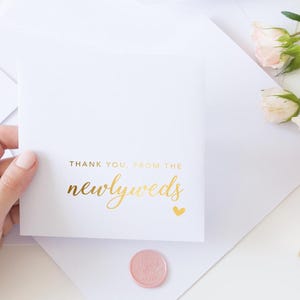 Nuovo biglietto di auguri per gli sposi Grazie dagli sposi novelli biglietto di auguri in oro rosa, argento, oro o lamina rosa chiaro