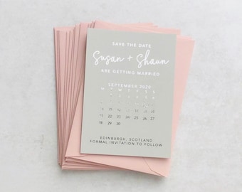 Foil Save the Date Cards: Calendar Wedding Invitation