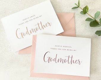 Godmother thank you card, godfather, christening, baptism, godparents gift