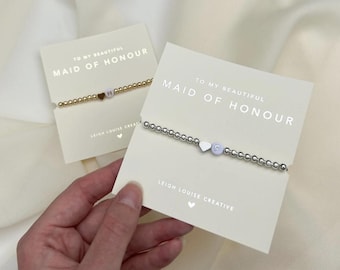 Personalised Bridesmaid Bracelet | Silver Gold Custom Initial Bracelet | Wedding Gift | Bridesmaid Box