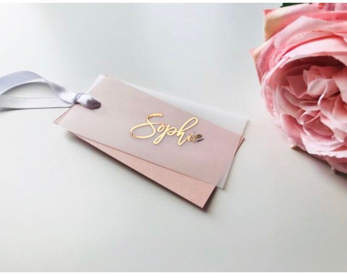 Foiled Vellum Place Card Tags Vellum Tags Wedding Place - Etsy