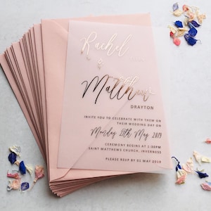 Foil vellum invitation, wedding invitation vellum, foil save the date invitation