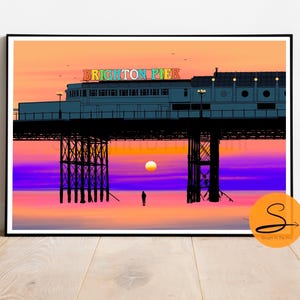 Brighton Pier Art Print, Brighton and Hove Art, Brighton Print, Brighton and Hove Albion, Brighton Artist, Sunset Print, Brighton Art