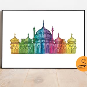 Brighton Print, Brighton Pavilion, A3 Art Print, Brighton Art, Sussex Painting, Colourful Art