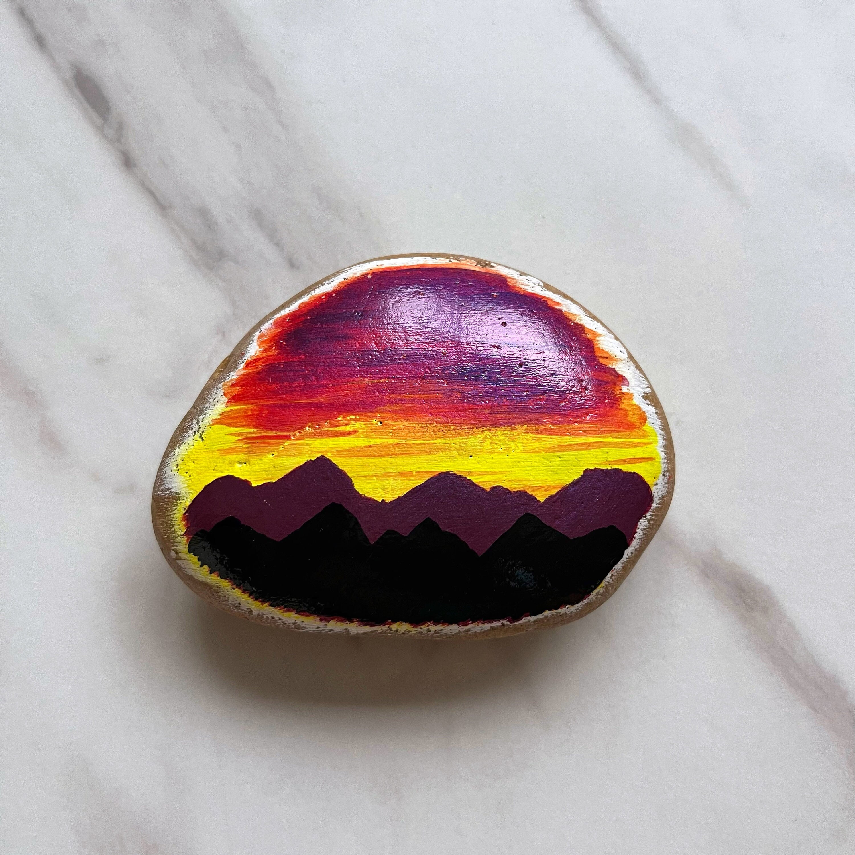 Painted Sea Stones Rocks, Painting Sunset and Sunrise Stones, Art Color Sea  Stone, Paint Rock Sunset, Personalization Drawing Stone 