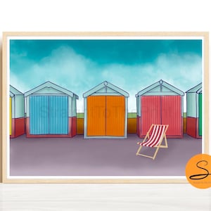Brighton Print, Brighton and Hove beach huts, Brighton Art Painting, Deck Chair, Brighton and Hove, Brighton Albion, Brighton Art