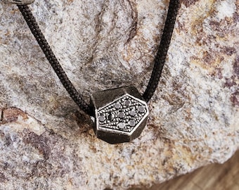 Diamond Polygon Pendant, Oxidized Sterling Silver 925, Geometric Black Diamond Necklace