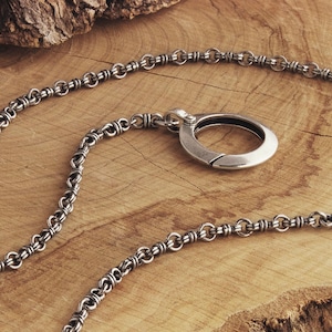 Silver Wire Link Keychain, 925 Oxidized Solid Sterling Silver, Artisan Wallet Chain, Gift for Him or Her