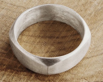 Satin Finish Silver Ring, Round Square Band, 925 Solid Sterling Silver, Thick Ring for Men and Women, Engravable Band