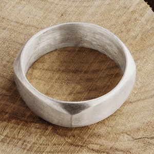 Satin Finish Silver Ring, Round Square Band, 925 Solid Sterling Silver, Thick Ring for Men and Women, Engravable Band