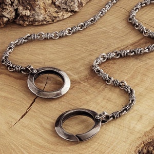 Brieftasche oder Schlüsselanhänger für Hosen, Einzigartige Massive Perlen, 925 Massiv Sterling Silber, Spezielles Unisex Geschenk