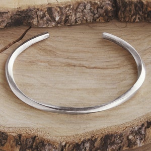 Square Wire Bracelet in 925 Sterling Silver, Twisted Solid Wire, Open Bangle with a Satin Finish, Hand-crafted Gift for Him or Her, Unisex