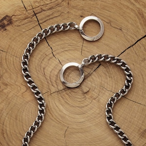 Llavero de plata gruesa, eslabones tejidos oxidados, plata de ley sólida 925, cadena de trigo de billetera, regalo para él y ella