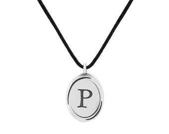 Pendentif monogramme ovale, collier en argent sterling, bijoux gravés sur mesure, initiale personnalisée