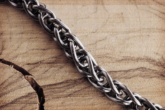 Thin Curb Chain Ring in Oxidized Sterling Silver - Silvertraits