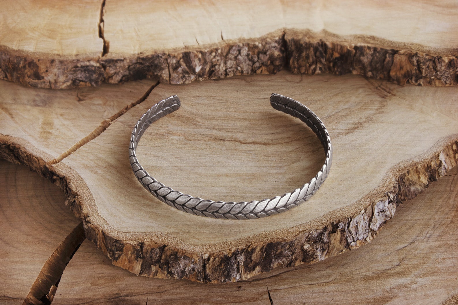 Brown - Handmade Oxidized Metal Bracelet 02