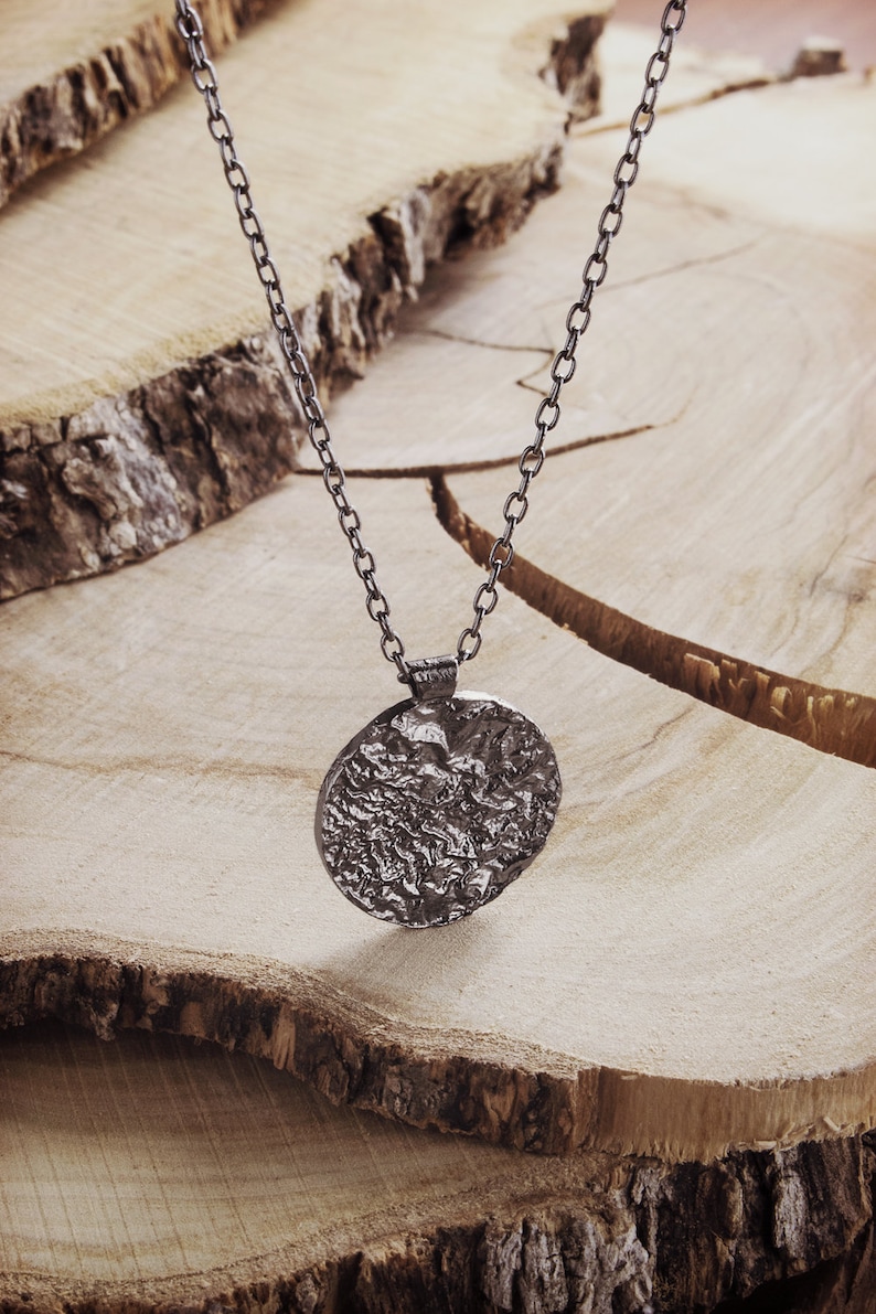Rustic Rarity Silver Small Oxidized Circle, Rustic Silver Pendant, 925 Sterling Silver ...