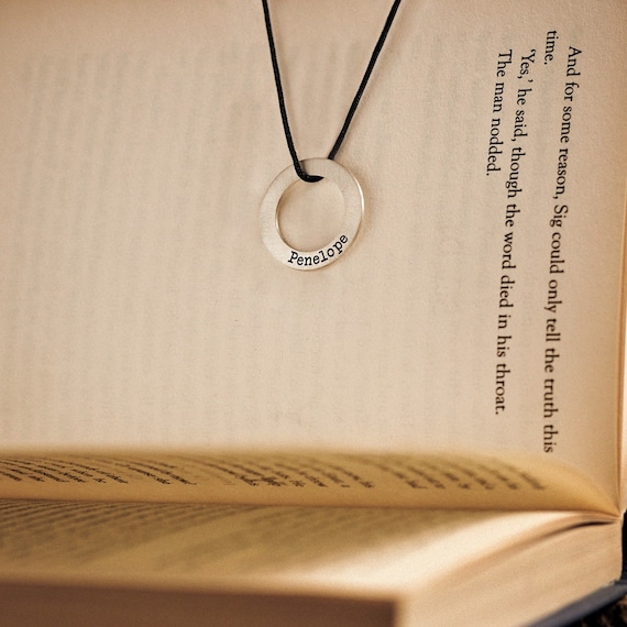 Personalized Circle Pendant, Solid Silver Necklace, Custom Engraved Charm,  Gift for Him or Her